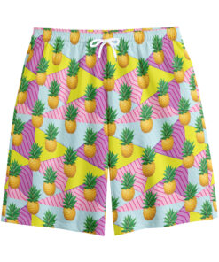 Zigzag Pineapple Pattern Print Cotton Shorts