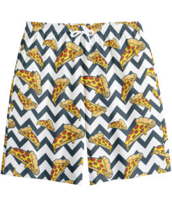 Zigzag Pizza Pattern Print Cotton Shorts
