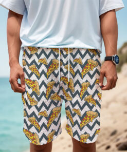 Zigzag Pizza Pattern Print Men's Cargo Shorts