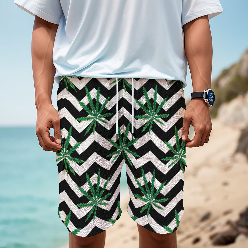 Zigzag Weed Pattern Print Men's Cargo Shorts Zigzag Weed Pattern Print Men's Cargo Shorts