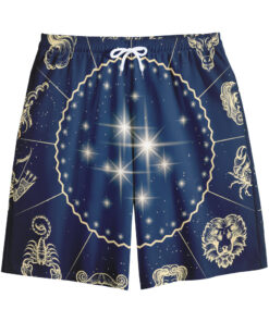 Zodiac Astrology Symbols Print Cotton Shorts