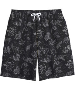 Zodiac Constellation Pattern Print Cotton Shorts