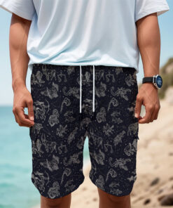 Zodiac Constellation Pattern Print Men's Cargo Shorts