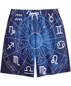 Zodiac Signs Wheel Print Cotton Shorts