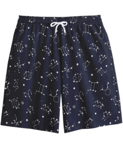 Zodiac Star Signs Pattern Print Cotton Shorts