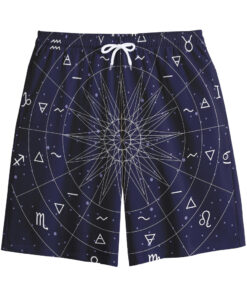 Zodiac Symbols Circle Print Cotton Shorts