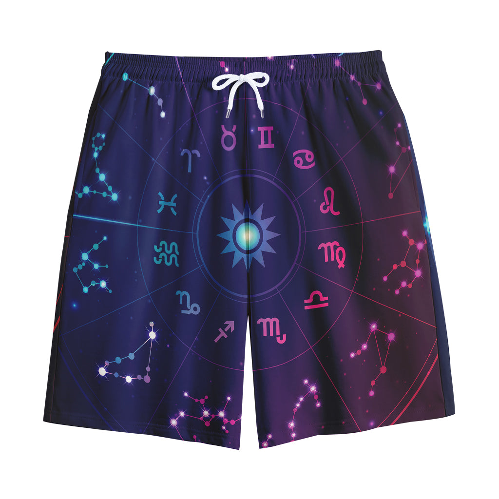 Zodiac Symbols Wheel Print Cotton Shorts Zodiac Symbols Wheel Print Cotton Shorts