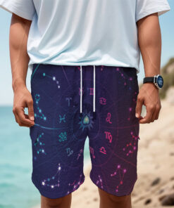 Zodiac Symbols Wheel Print Men's Cargo Shorts