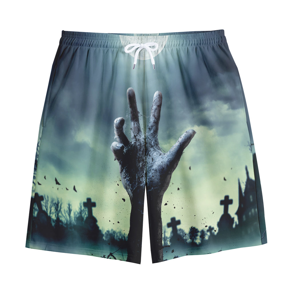 Zombie Hand Rising From Grave Print Cotton Shorts Zombie Hand Rising From Grave Print Cotton Shorts