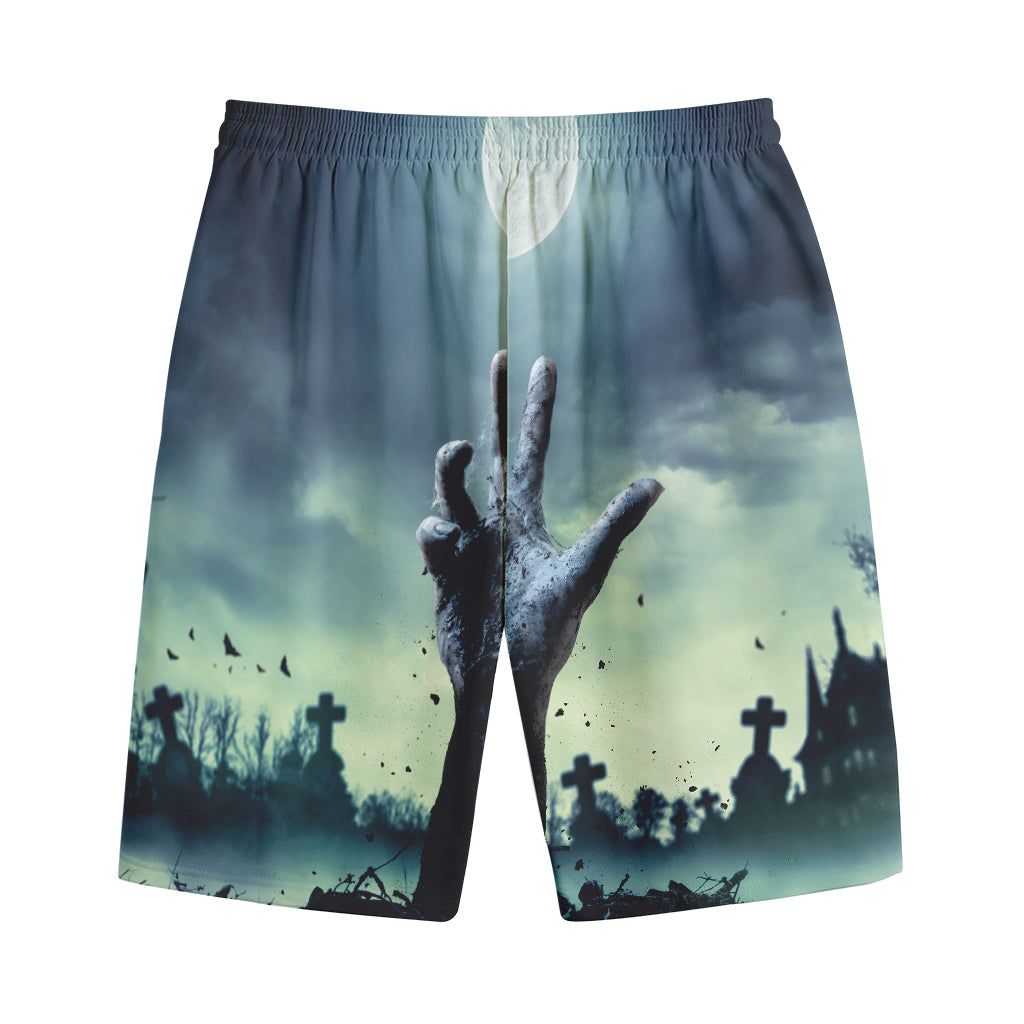 Zombie Hand Rising From Grave Print Cotton Shorts Zombie Hand Rising From Grave Print Cotton Shorts