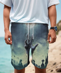 Zombie Hand Rising From Grave Print Men's Cargo Shorts